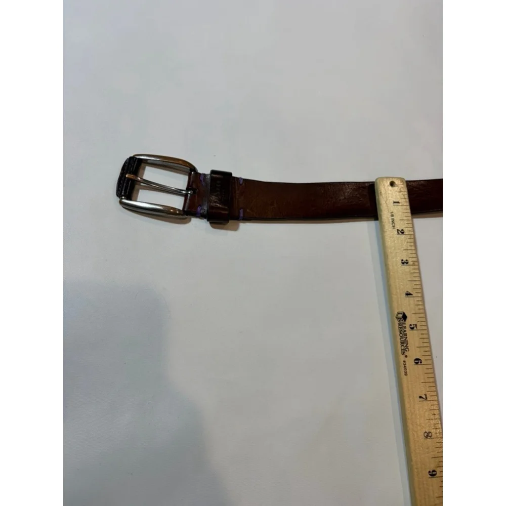Ted Baker London Brown Leather Belt Purple Stitch Size 38 Classic